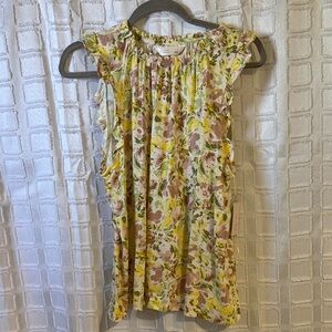 LC Lauren Conrad Floral Ruffle Blouse - Yellow and Pink